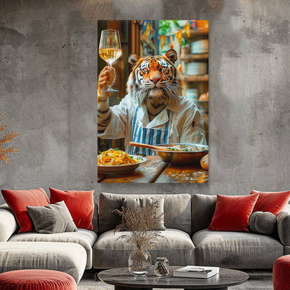 Tiger Chef With Wine Canvas Prints Artesty