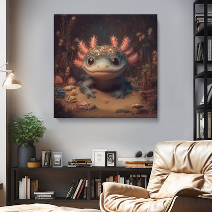 Cute Fantasy Axolotl Contemporary Art Artesty 1 Panel 12"x12"