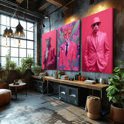 Leopard in Pink Suit Jungle Canvas Prints Artesty