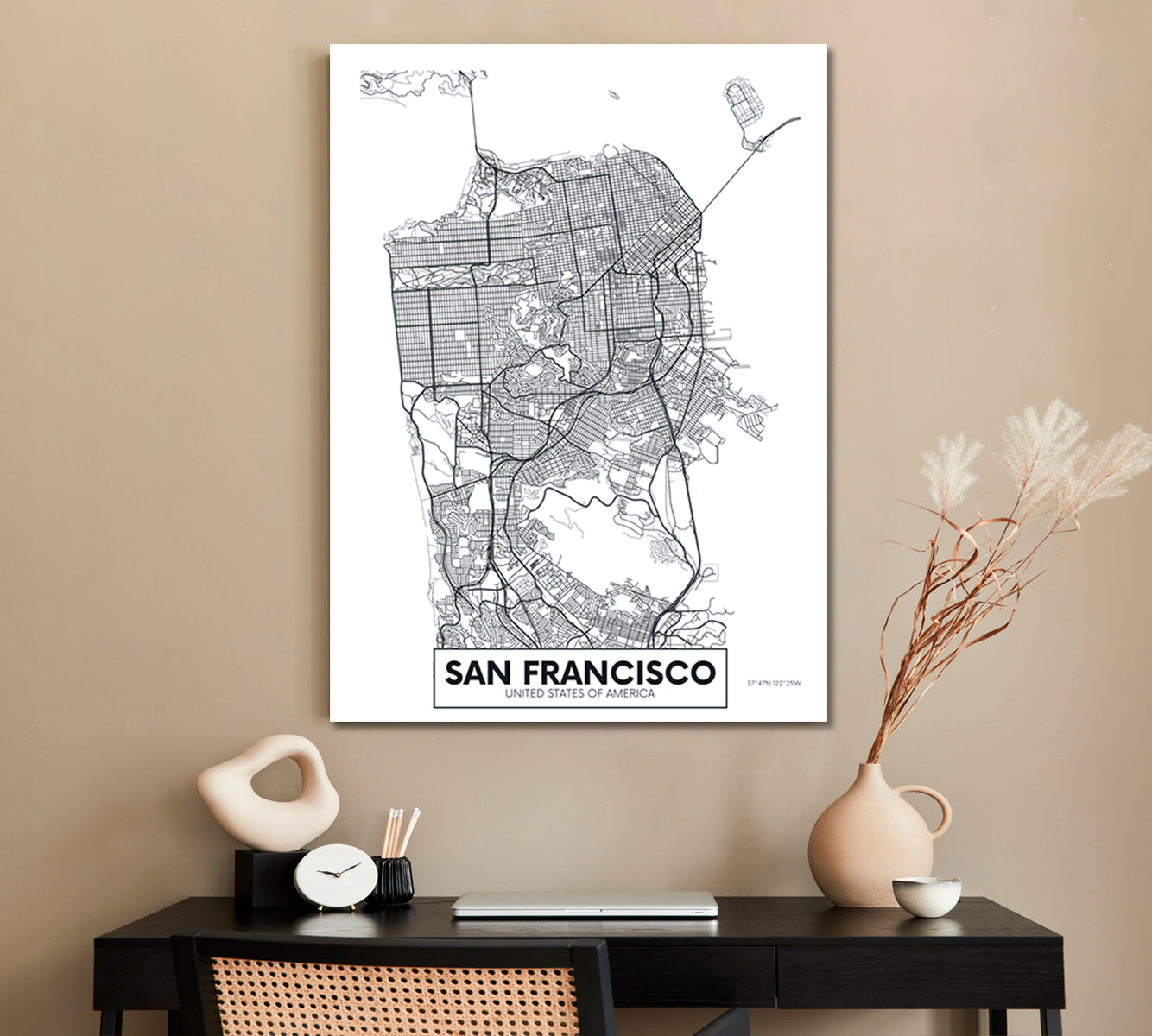 Detailed City Map San Francisco California USA Maps Canvas Artwork Artesty   