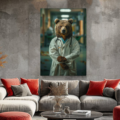 Brown Bear Doctor in White Coat Canvas Prints Artesty