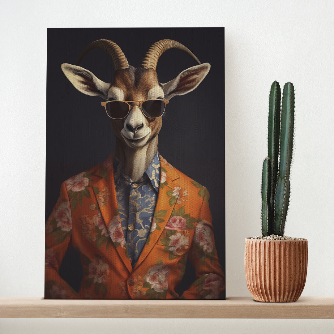 Trendy Gazelle in Blazer and Sunglasses Canvas Prints Artesty