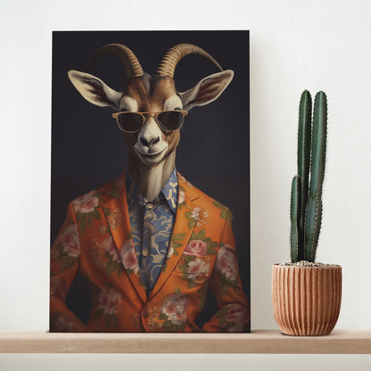 Trendy Gazelle in Blazer and Sunglasses Canvas Prints Artesty
