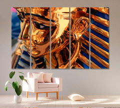 Tutankhamun Golden Egypt Pharaoh Gold Mask Business Concept Wall Art Artesty 5 panels 36" x 24" 