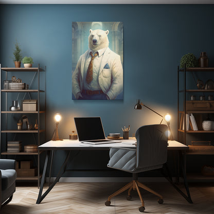 Polar Bear in Suit, Animal Office Decor Canvas Prints Artesty   