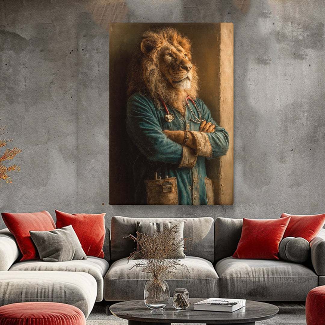 Lion Doctor Portrait Canvas Prints Artesty 1 Panel 16"x24"