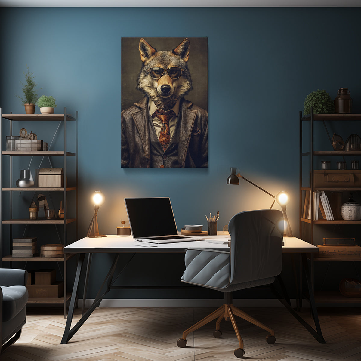 Wolf in Business Attire Art  Artesty 1 Panel 24"x36" 