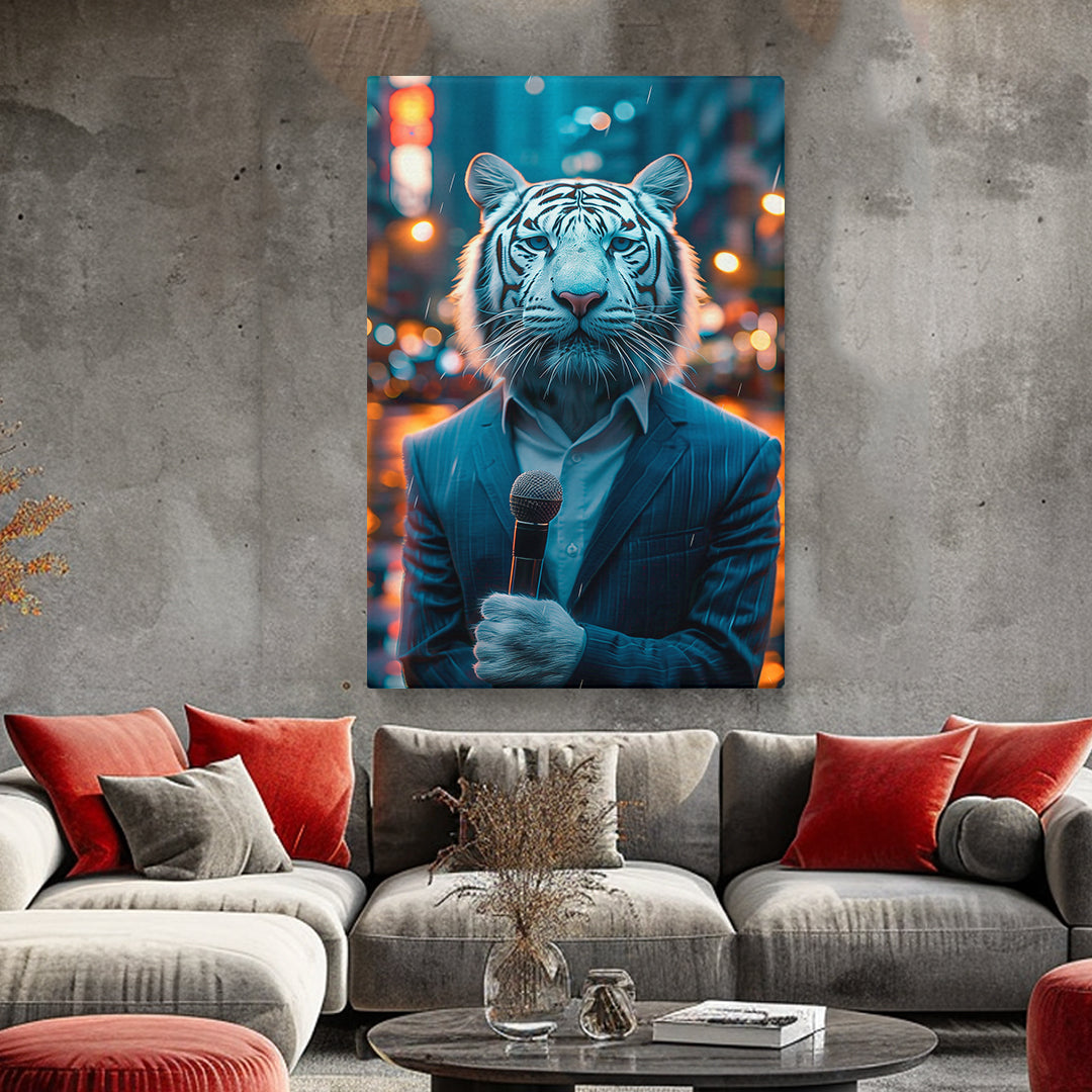 White Tiger News Reporter Canvas Prints Artesty