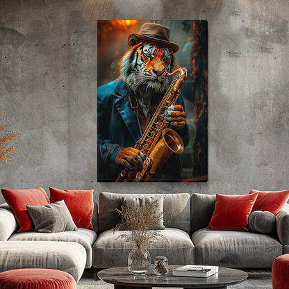 Tiger Playing Saxophone Canvas Prints Artesty