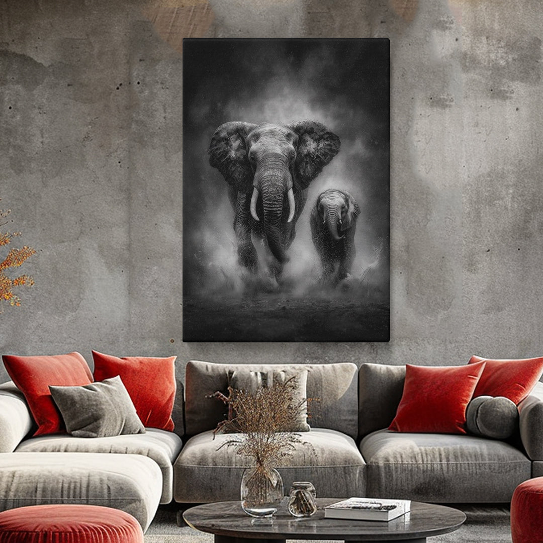 Black and White Elephants Canvas Prints Artesty