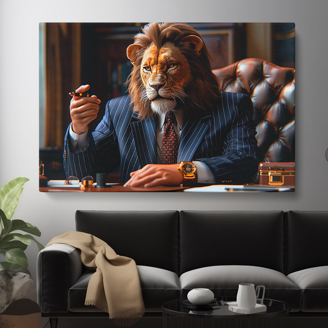 Powerful Lion Boss Animals Canvas Print Artesty