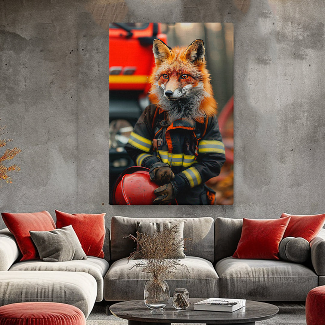 Firefighter Fox Portrait Canvas Prints Artesty 1 Panel 16"x24"