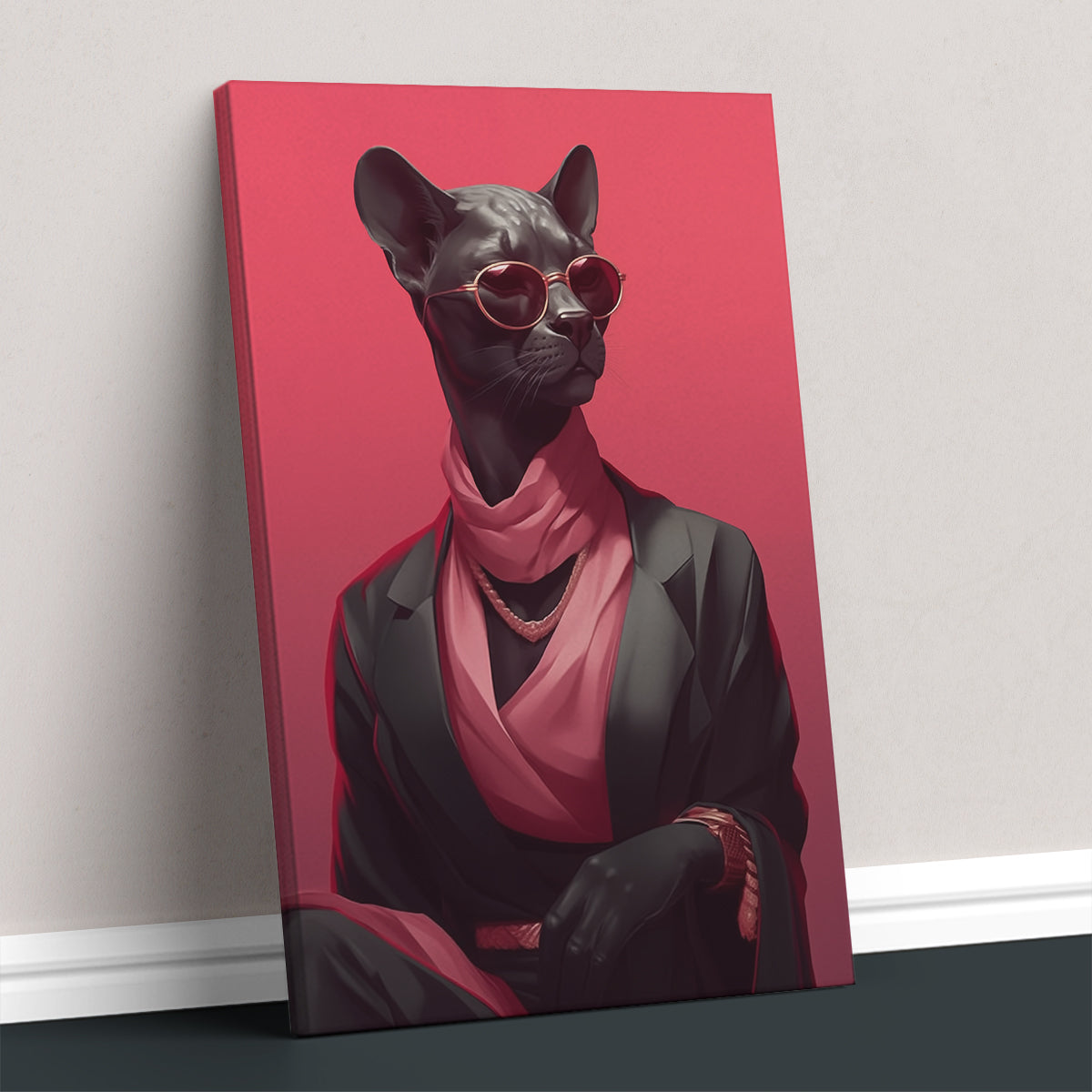 Black Cat in Elegant Outfit Canvas Prints Artesty 1 Panel 16"x24"