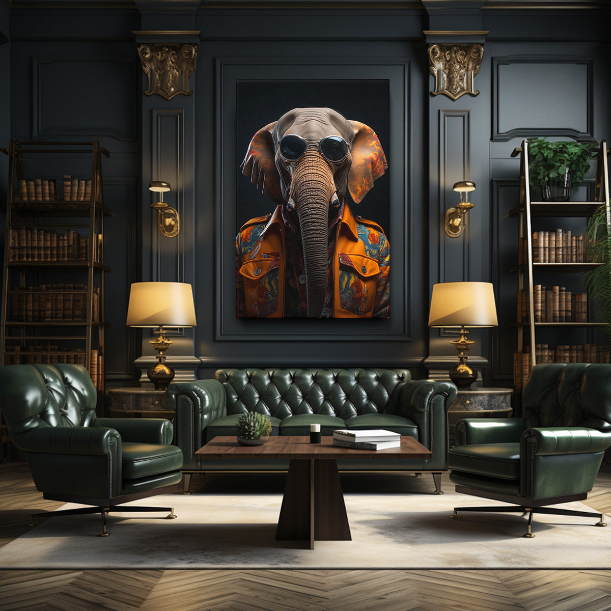 Stylish Elephant with Sunglasses Canvas Prints Artesty 1 Panel 16"x24" 