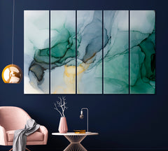 Soft Color Marble Alcohol Ink Abstract Refined Artistic Painting Fluid Art, Oriental Marbling Canvas Print Artesty 5 panels 36" x 24" 