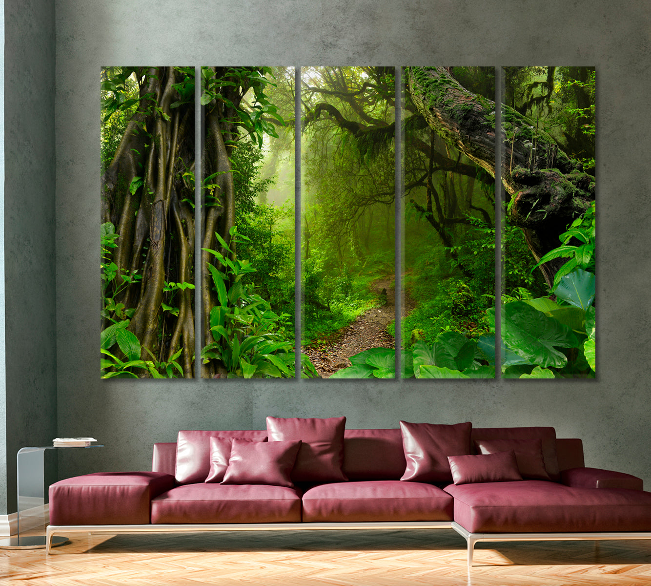 Jungle Wood Tropical Rainforest Trees Poster Tropical, Exotic Art Print Artesty 5 panels 36" x 24" 