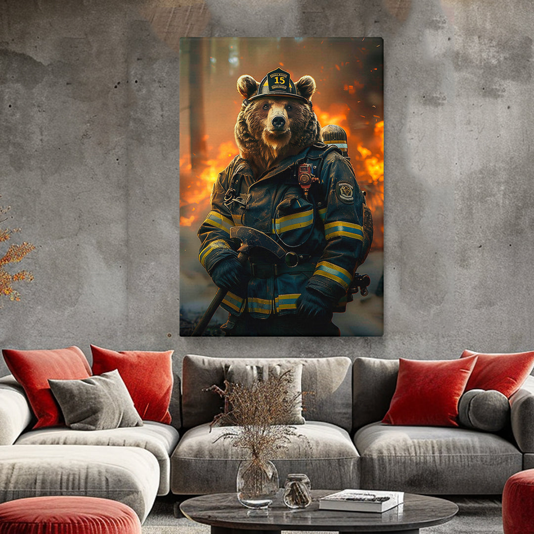 Bear Firefighter Canvas Prints Artesty