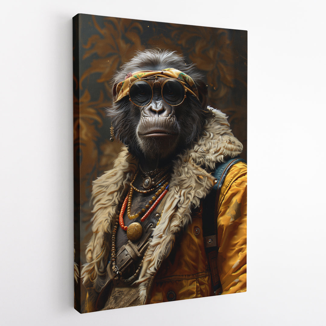 Boho Gorilla in Retro Outfit Canvas Prints Artesty