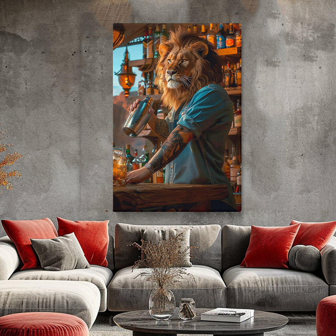 Lion Bartender Canvas Prints Artesty