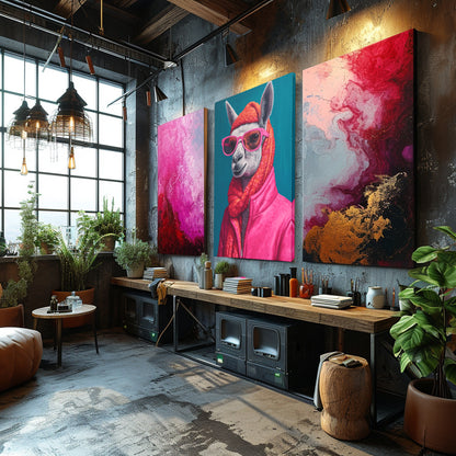 Llama in Pink Glasses Canvas Prints Artesty