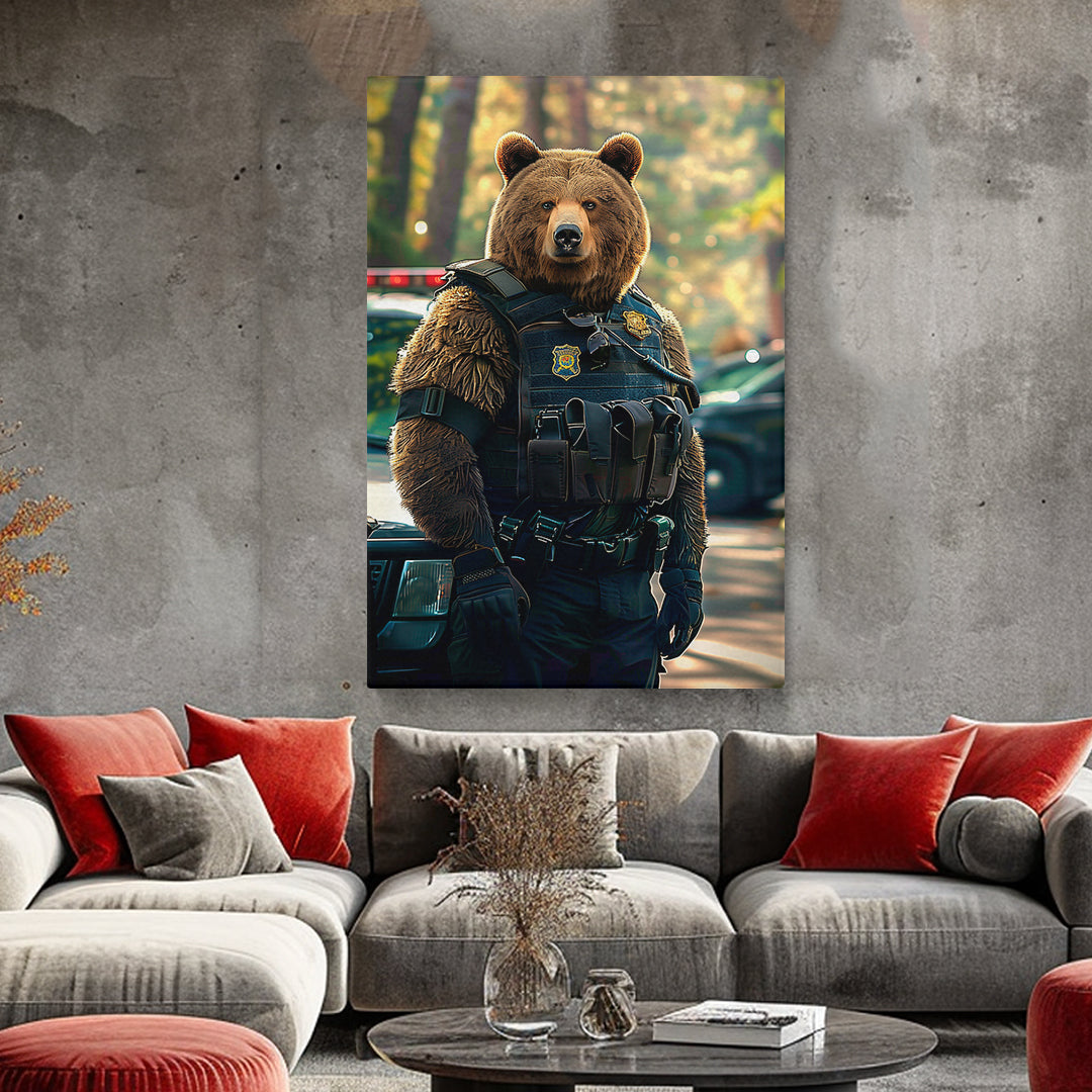 Grizzly Bear Police Officer Canvas Prints Artesty