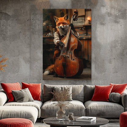 Fox Playing Double Bass Canvas Prints Artesty