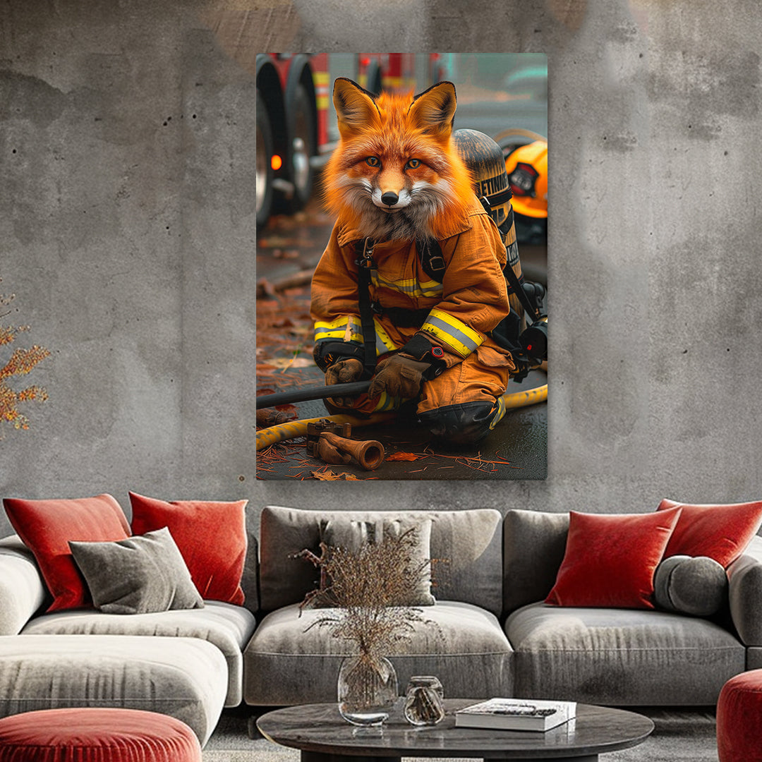 Firefighter Fox Canvas Prints Artesty 1 Panel 16"x24"