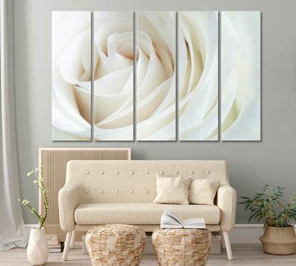 Soft And Dreamy White Creamy Roses Floral & Botanical Split Art Artesty 5 panels 36" x 24" 