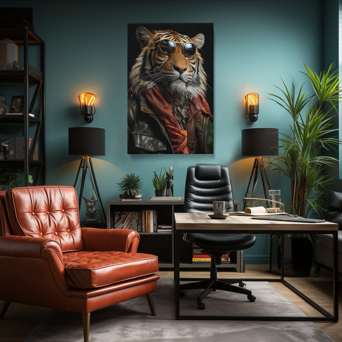 Charming Tiger, Fashionable Wildlife, Animal Lovers Abstract Art Print Artesty   