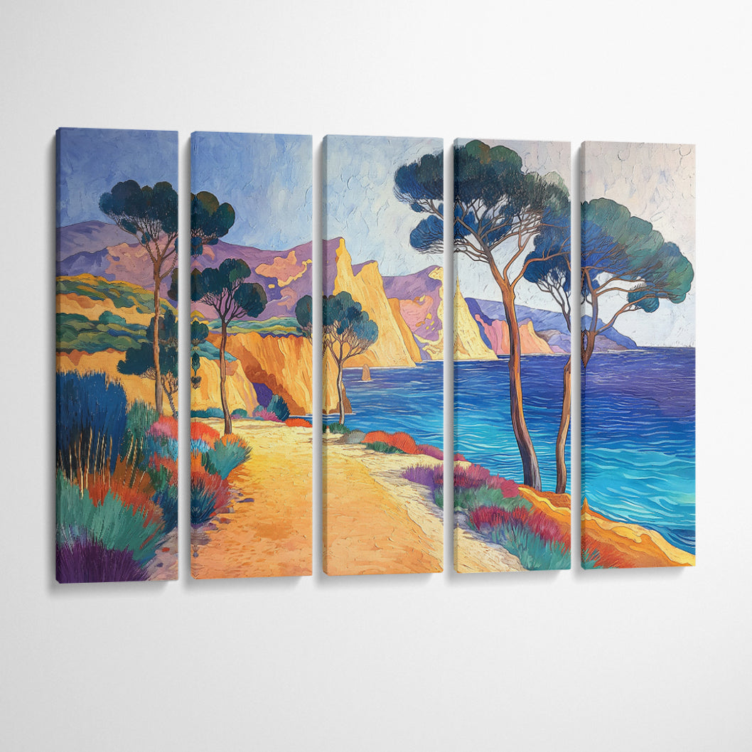 Mediterranean Coastal Path Animals Canvas Print Artesty 5 panels 36" x 24"