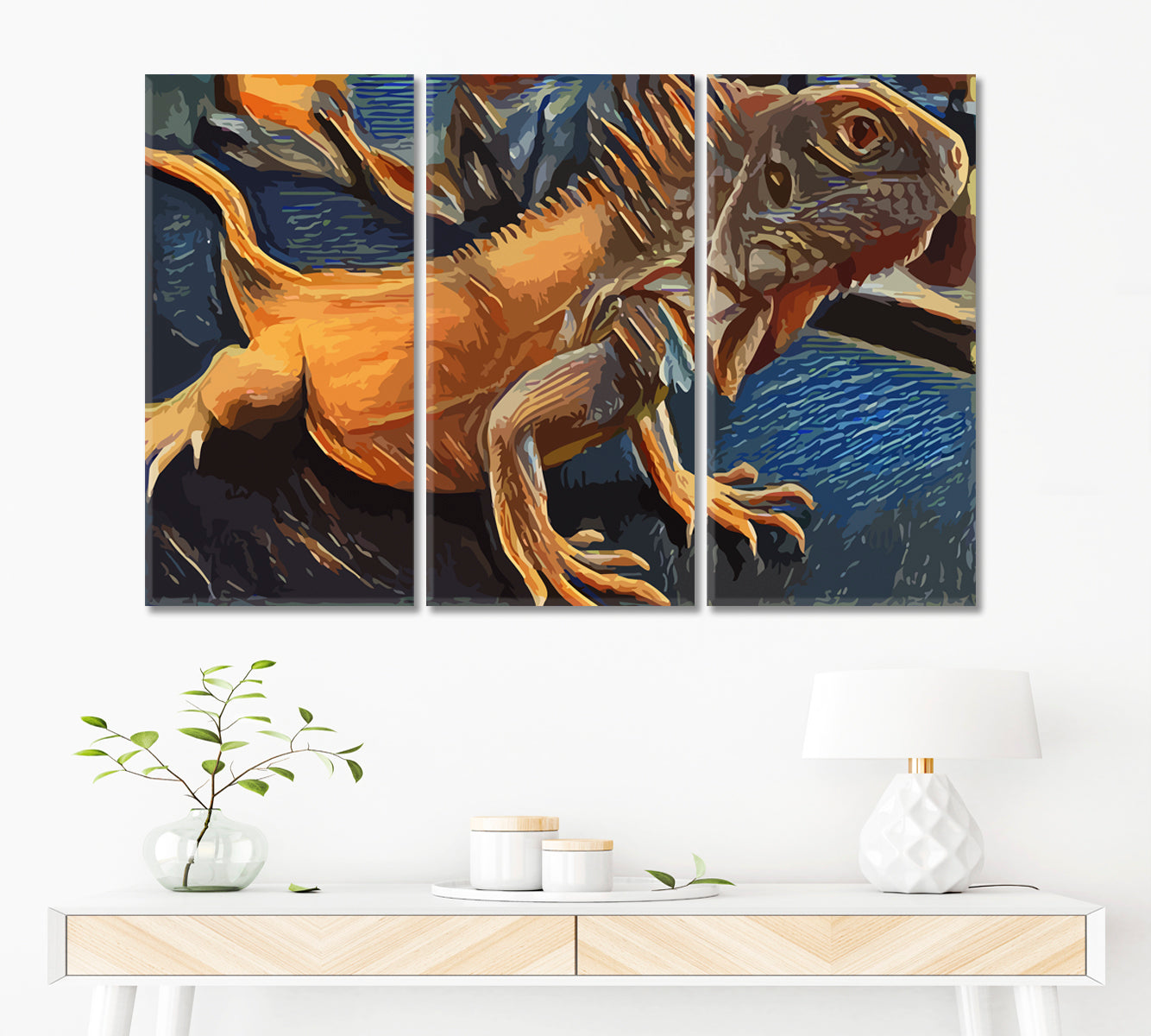 IGUANA Beautiful Reptile Lizards Animals Canvas Print Artesty 3 panels 36" x 24" 