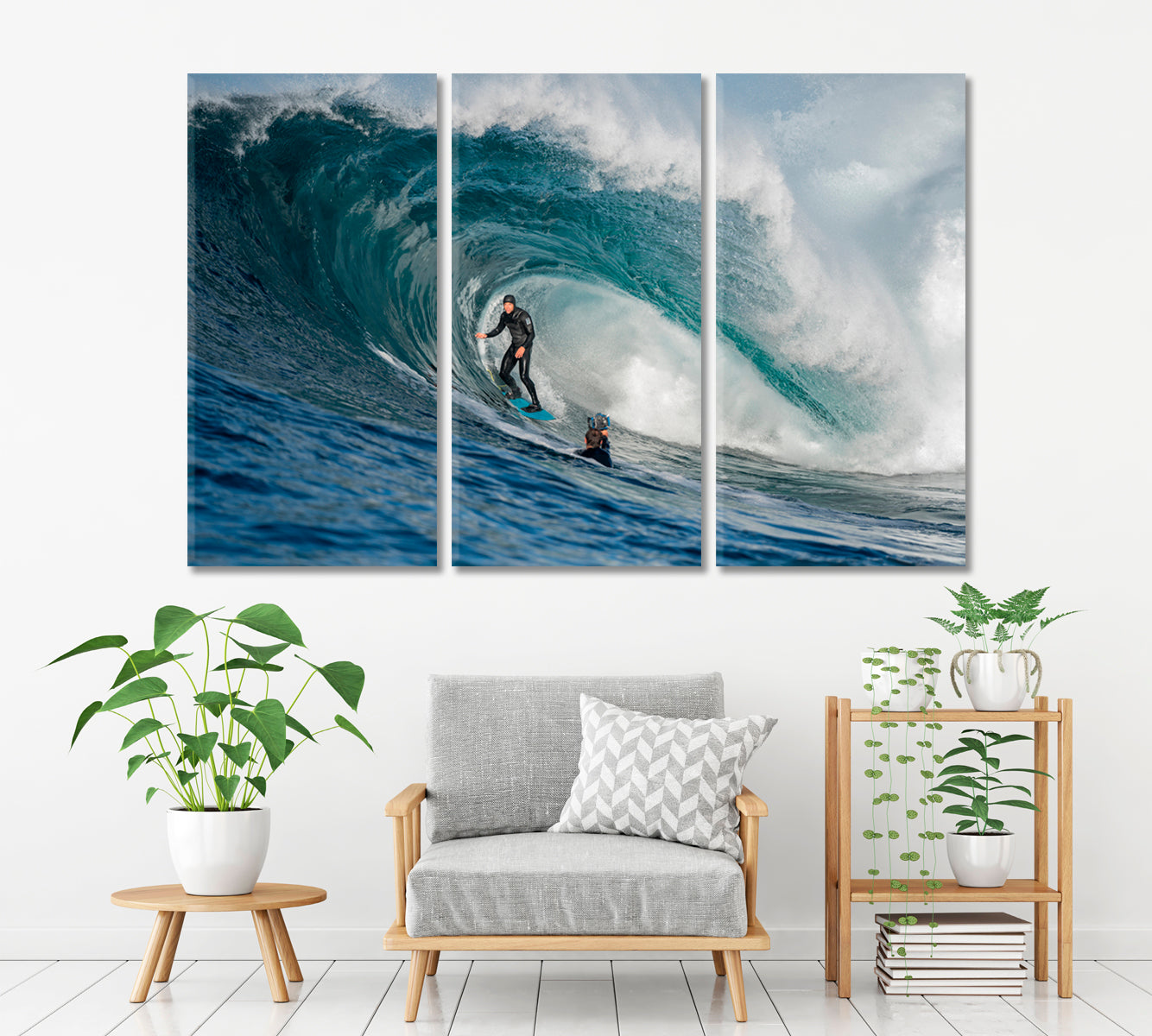 BIG WAVES Surfer Motivation Sport Poster Print Decor Artesty 3 panels 36" x 24" 