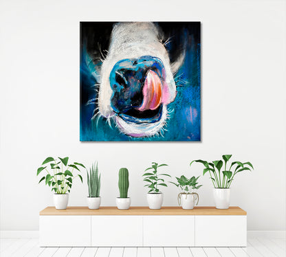 Funny Whimsical Animals Cow Sticking Tongue Out Animals Canvas Print Artesty   