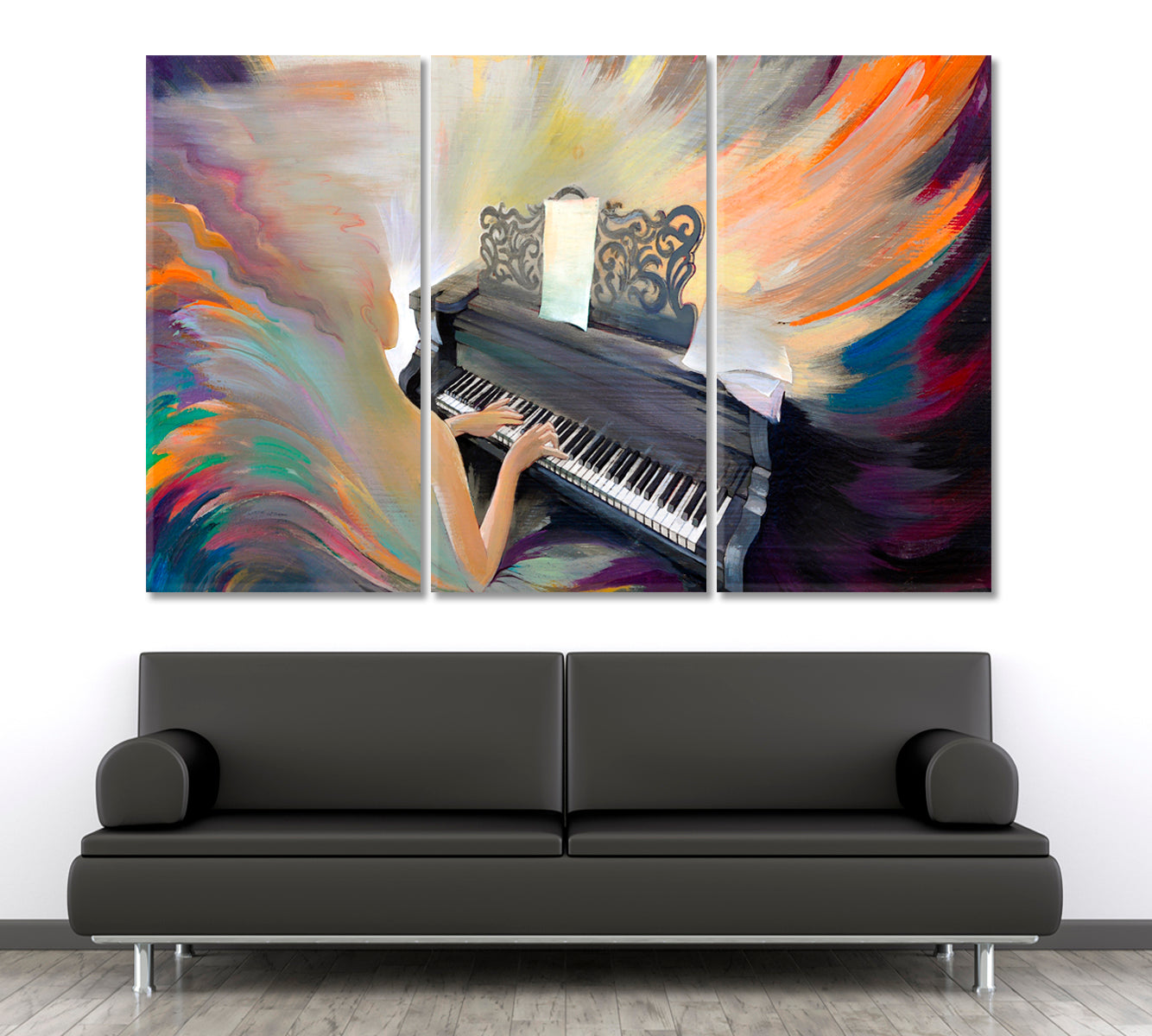 FANTASY Musical Volcano Music Wall Panels Artesty 3 panels 36" x 24" 