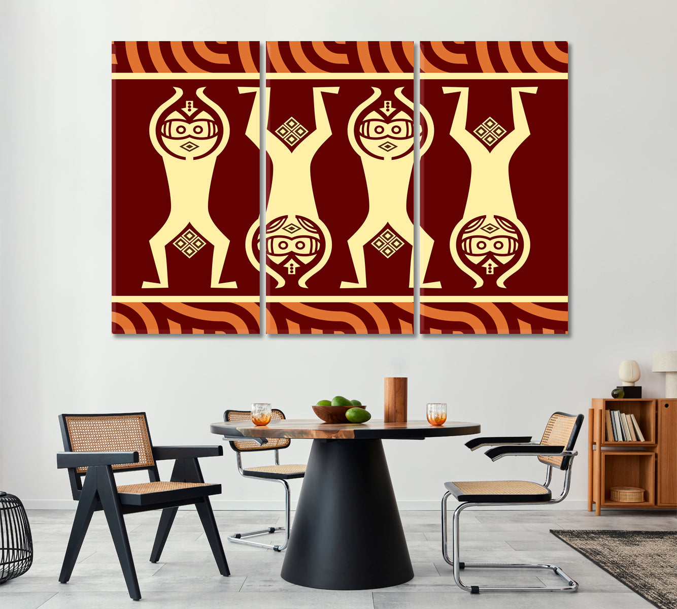 Abstract Indonesian Ethnic Pattern Abstract Art Print Artesty 3 panels 36" x 24" 