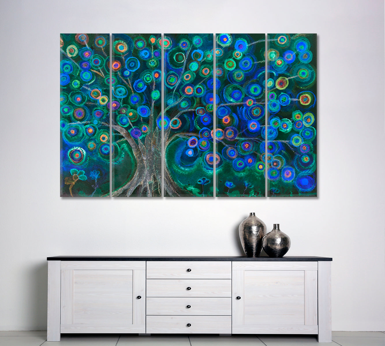 Lollipops Tree At Night Nature Wall Canvas Print Artesty 5 panels 36" x 24" 