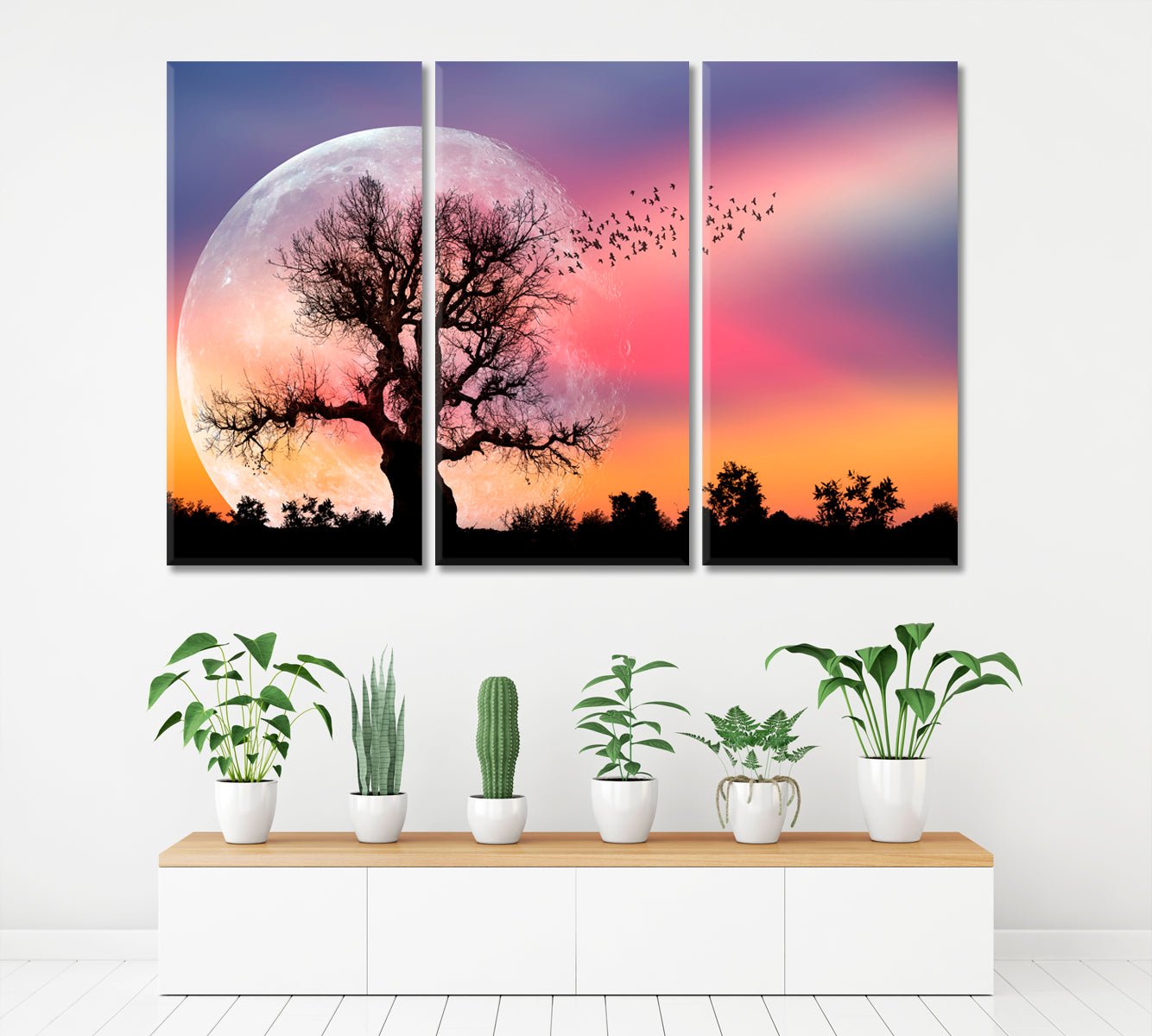 Lone Tree Full Moon Fantasy Landscape Scenery Landscape Fine Art Print Artesty   