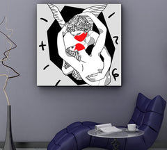 MEDICINE CONCEPT Cupid kiss Wearing Medical Mask Contemporary Art Artesty 1 Panel 12"x12" 