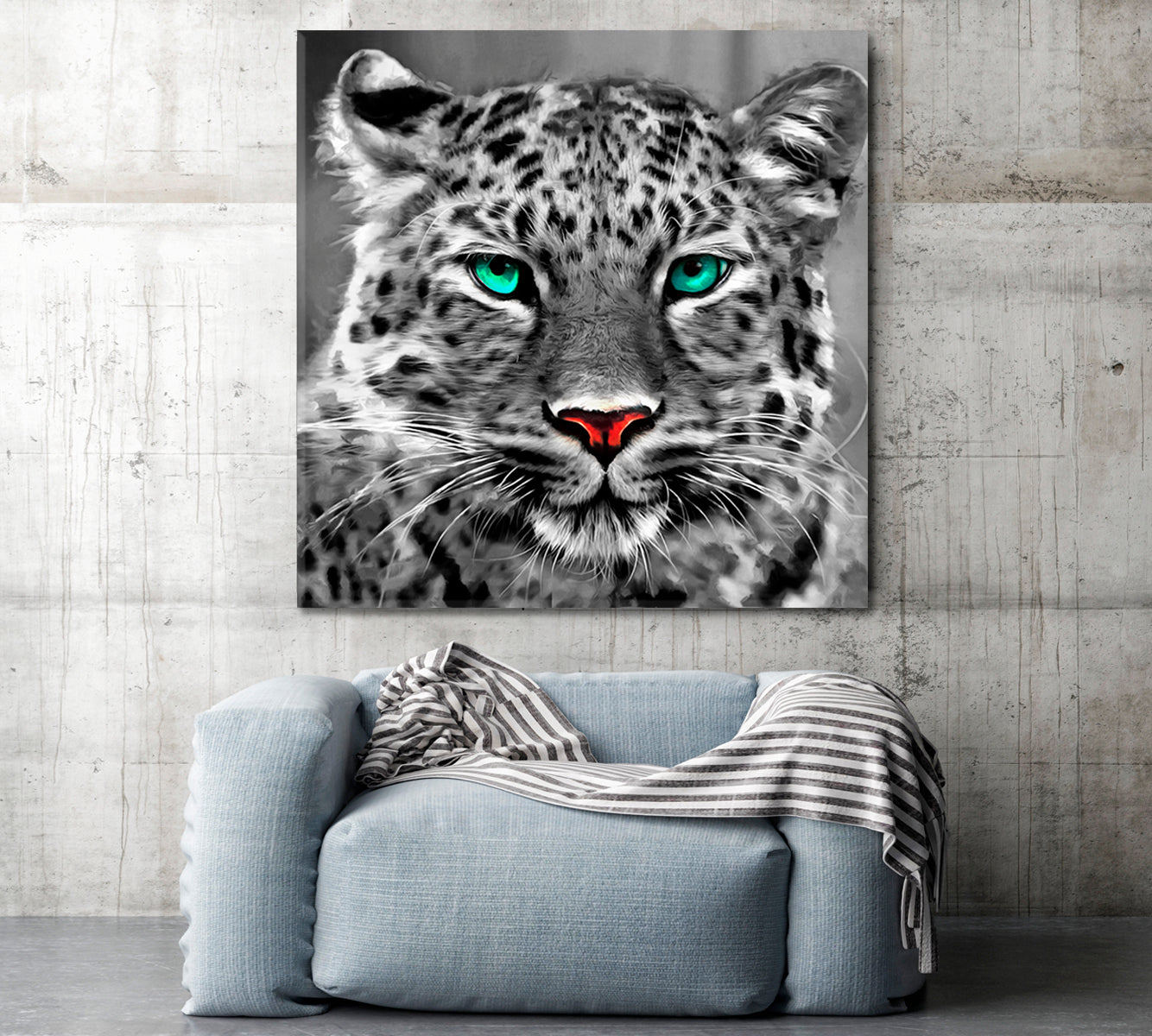 Portrait Albino Bengal Tiger Turquoise Eyes Animals Canvas Print Artesty   