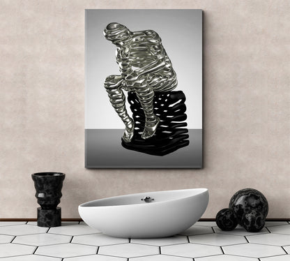 CONSIDERING IDEA 3 D Statue Rodin the Thinker Office Wall Art Canvas Print Artesty   