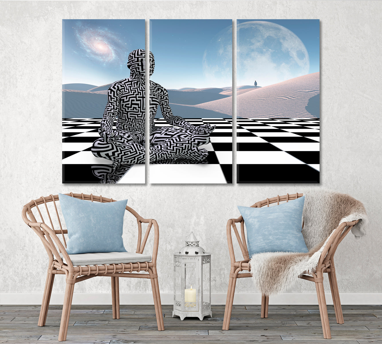 Meditation On a Chessboard Surrealism Surreal Fantasy Large Art Print Décor Artesty   