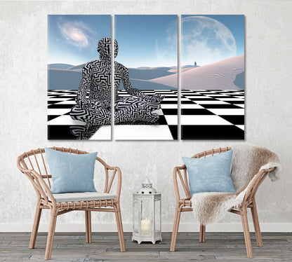 Meditation On a Chessboard Surrealism Surreal Fantasy Large Art Print Décor Artesty   