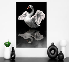 Swan In Water Reflection Animals Canvas Print Artesty 1 Panel 16"x24" 