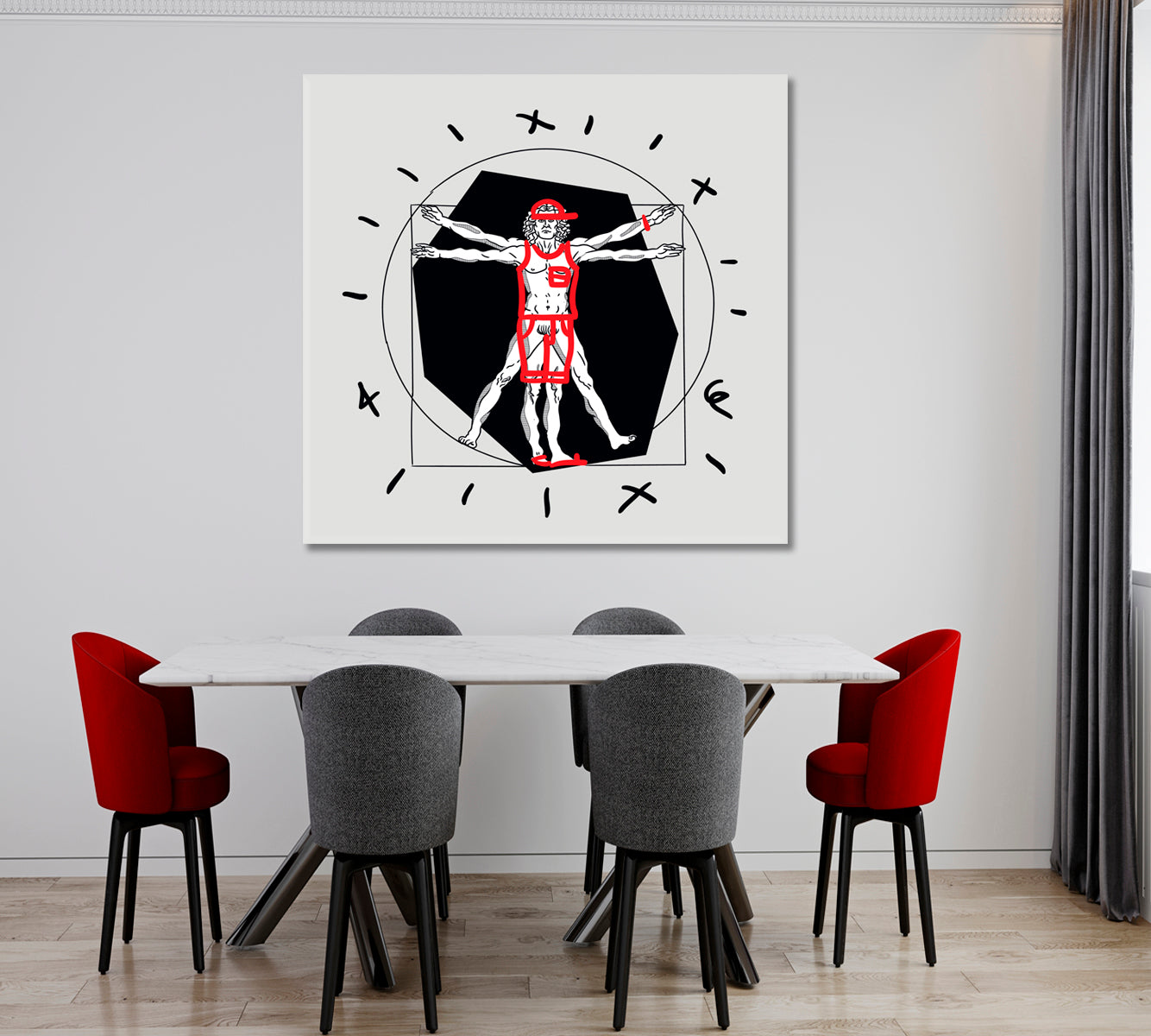 VITRUVIAN MAN Leonardo Da Vinci Modern Art Black and White Wall Art Print Artesty   