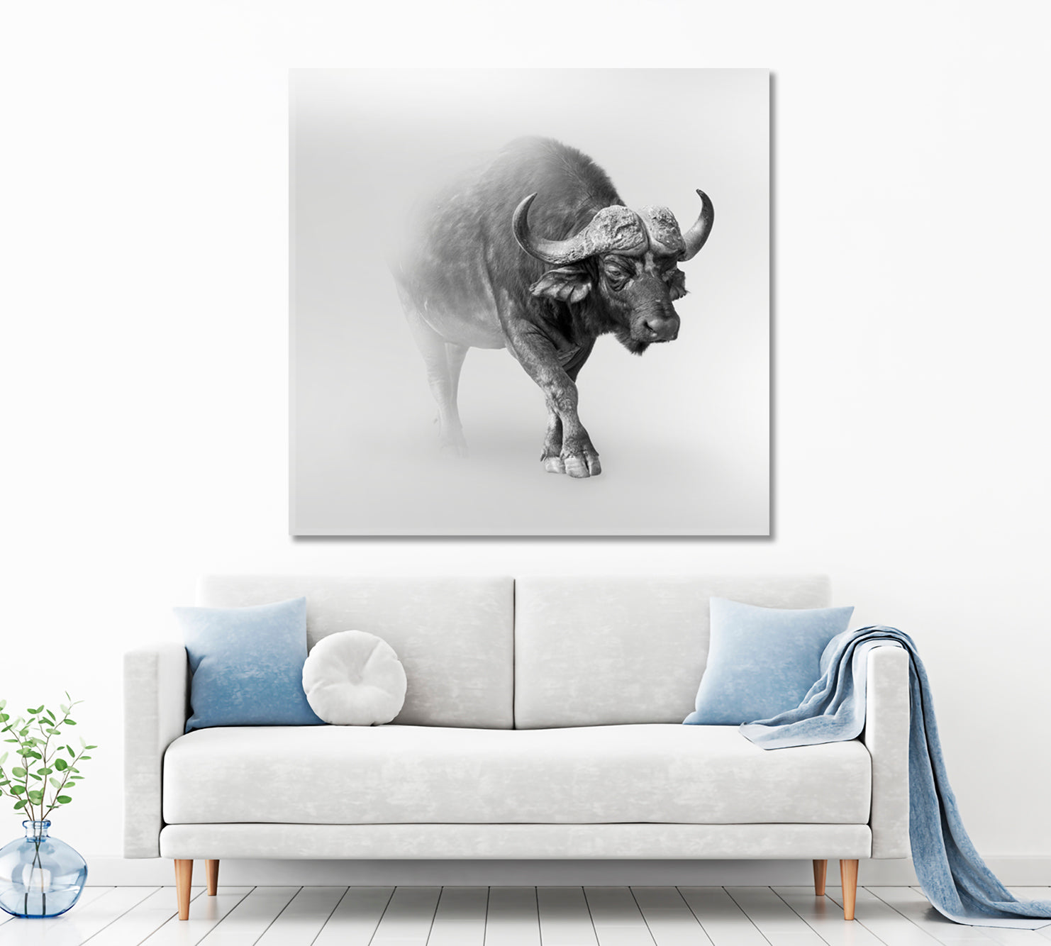 WILDLIFE African Buffalo In The Mist Animals Canvas Print Artesty   