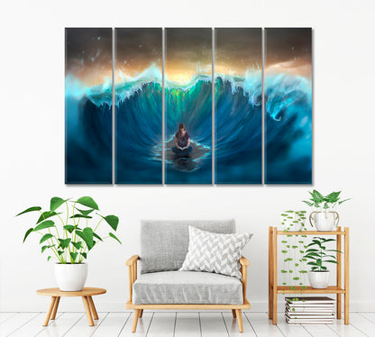 Woman Surrounded By Sea Waves Motivation Sport Poster Print Decor Artesty   