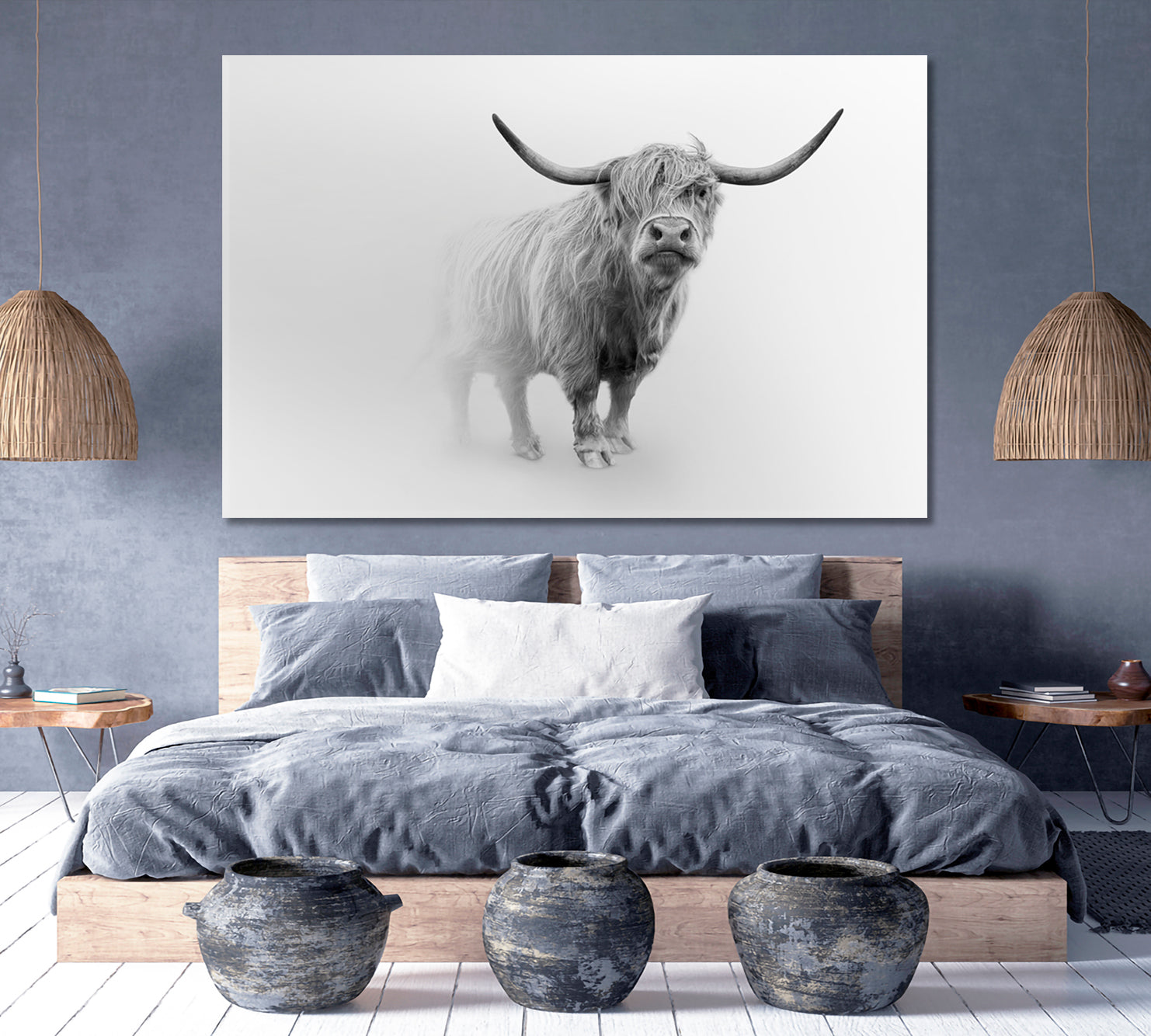 Young Scottish Highland Cattle Cow Animals Canvas Print Artesty   