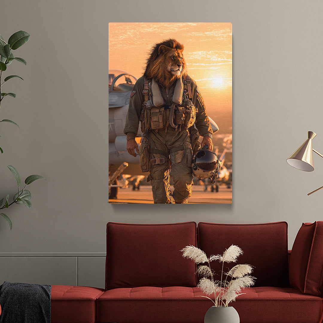 Lion Fighter Pilot Military Aviation Canvas Prints Artesty 1 Panel 16"x24"