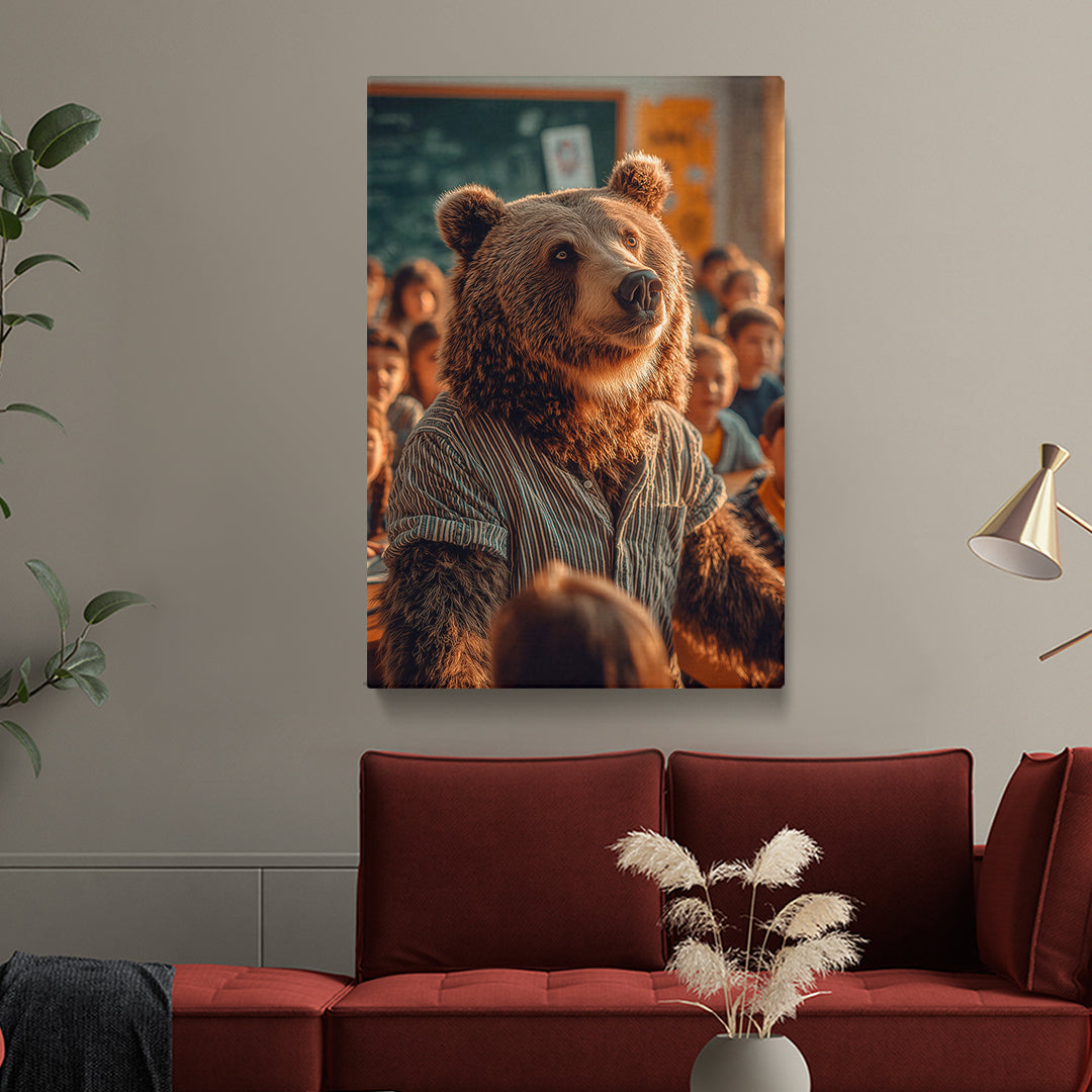 Bear Teacher in Classroom Canvas Prints Artesty