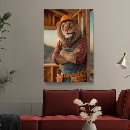 Construction Worker Lion Canvas Prints Artesty